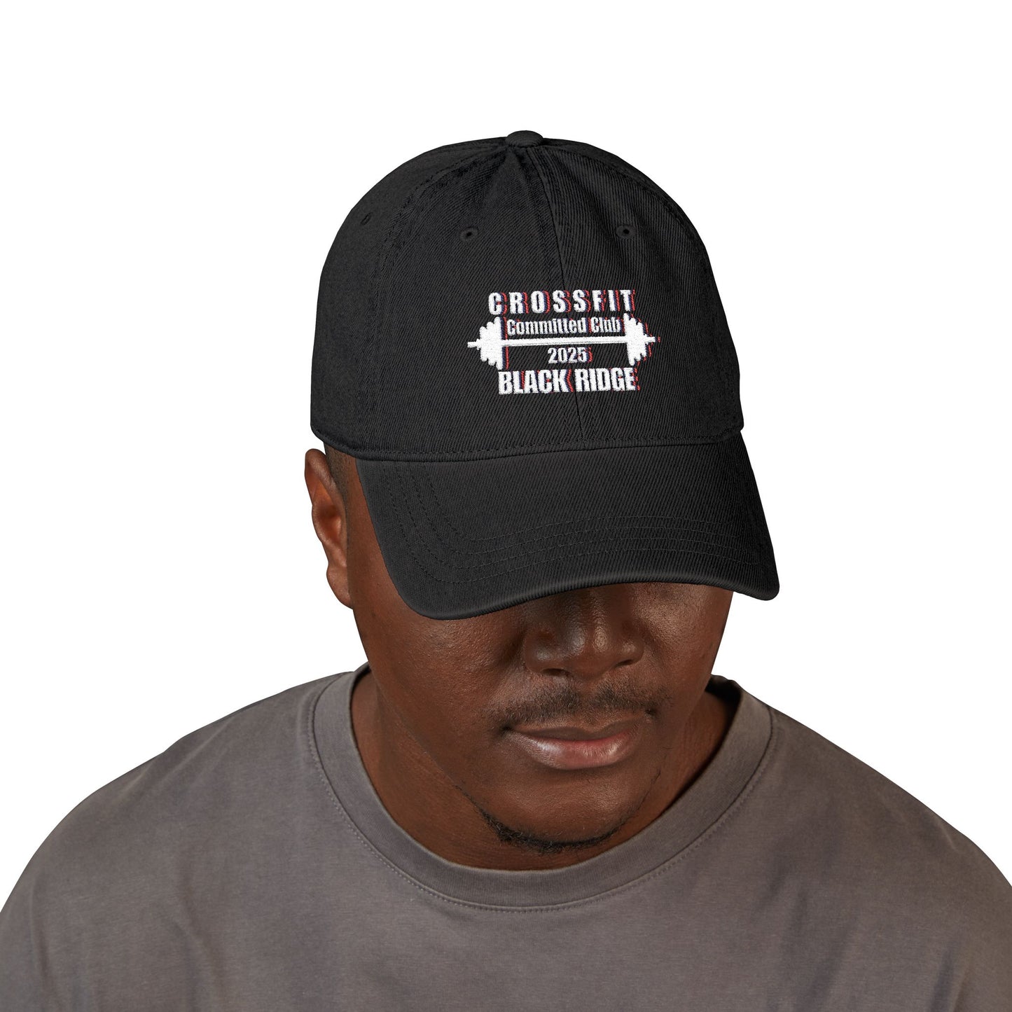 CrossFit Black Ridge Embroidered Denim Hat – Weightlifting Barbell Logo Cap