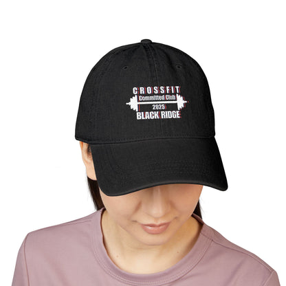 CrossFit Black Ridge Embroidered Denim Hat – Weightlifting Barbell Logo Cap